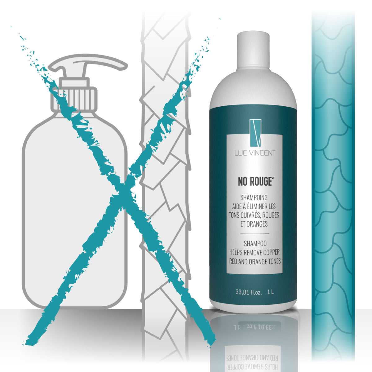 Offre spéciale - Duo shampoing 1L et revitalisant 300ml  NO ROUGE pour les brunes + 4 Élastiques Gratuits + Livraison gratuite - Luc Vincent