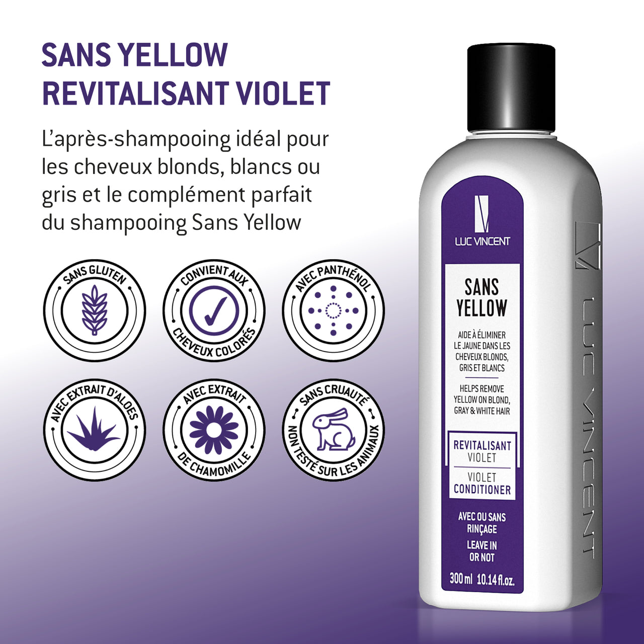 SANS YELLOW REVITALISANT VIOLET - Hydrate et aide à éliminer le jaune - Luc Vincent