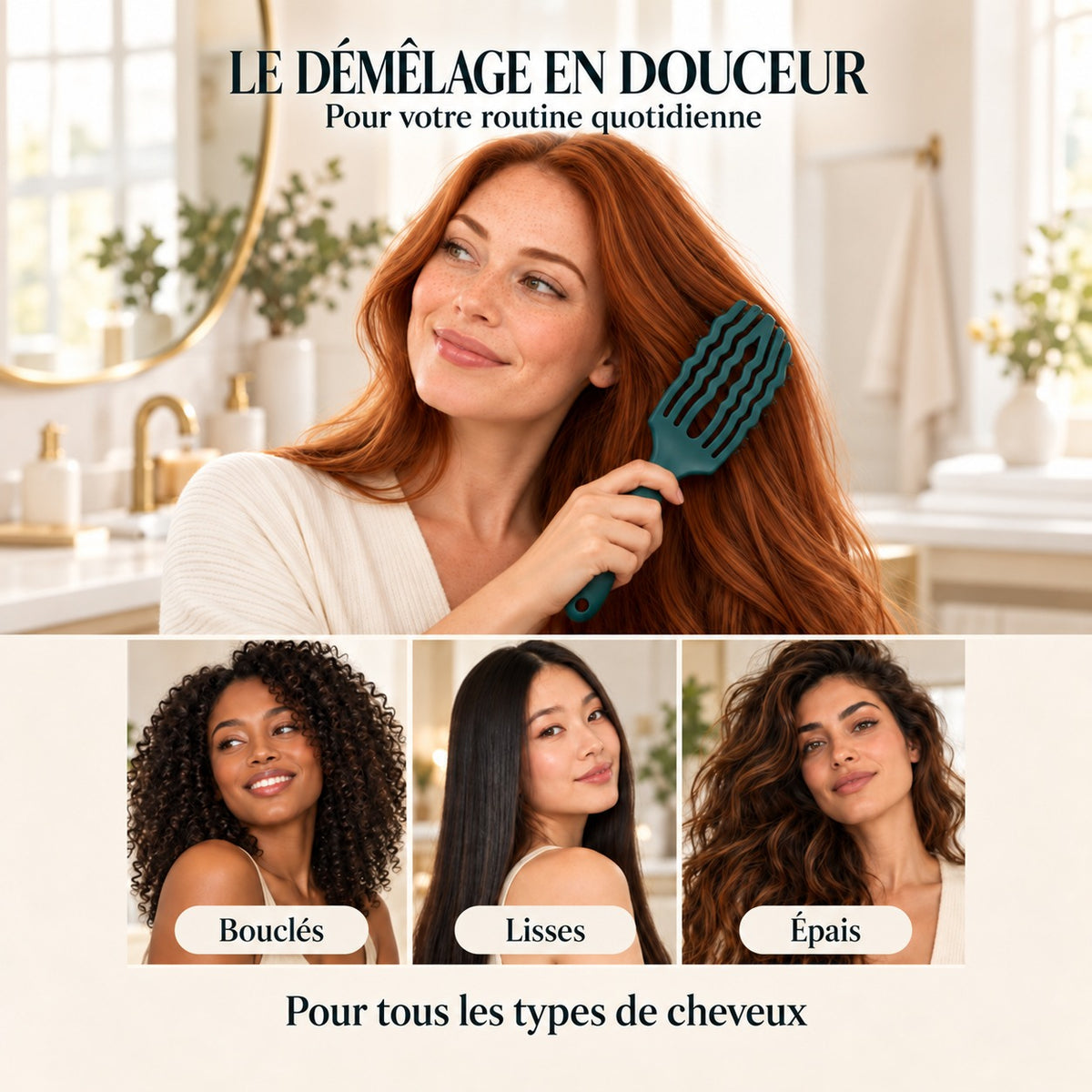 Le démêlage en douceur pour tous les types de cheveux : bouclés, lisses, épais