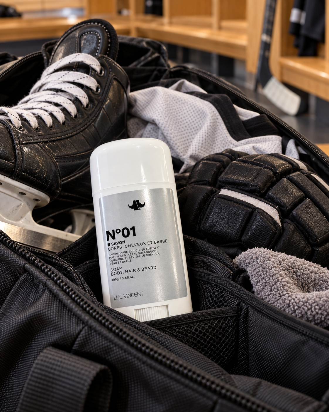 Savon N°01 dans un sac de hockey