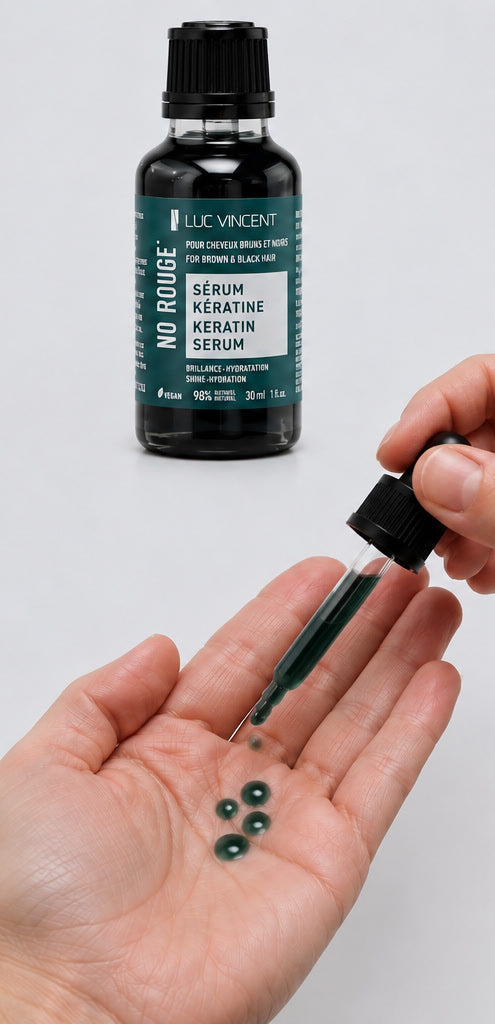 Sérum No Rouge versé dans la paume