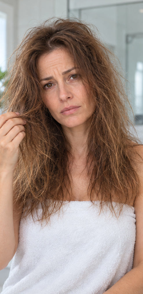 Avant : cheveux abîmés