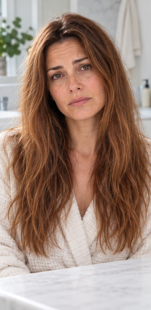 Avant : cheveux colorés