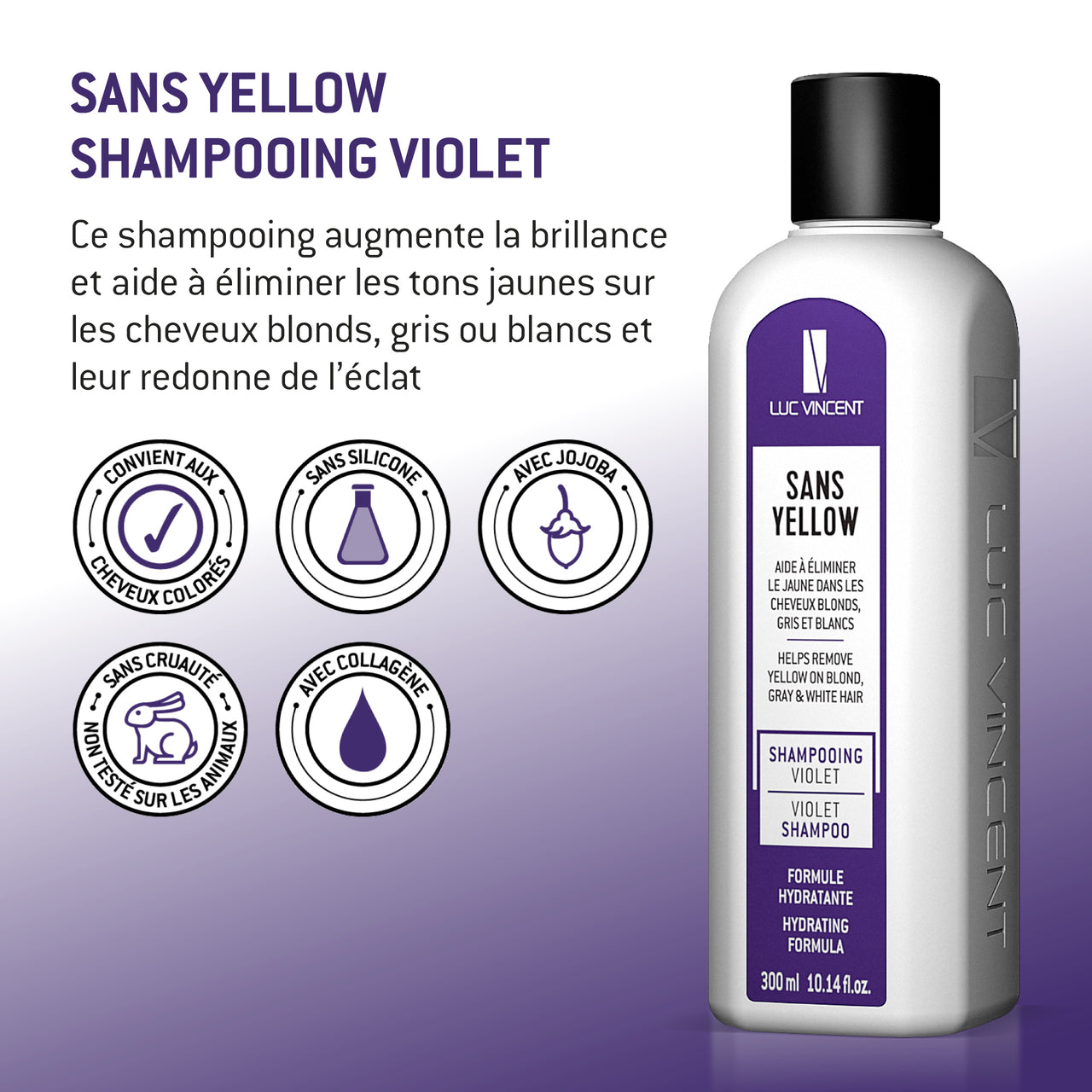 Shampoing SANS YELLOW - éliminez les tons de jaune - Luc Vincent